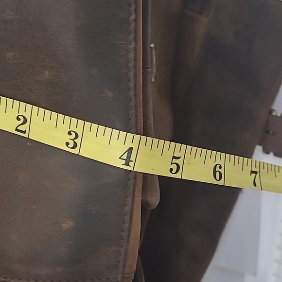 KomalC Unisex 16" Brown Genuine Leather Briefcases Laptop Messenger Bag - Picture 13 of 13